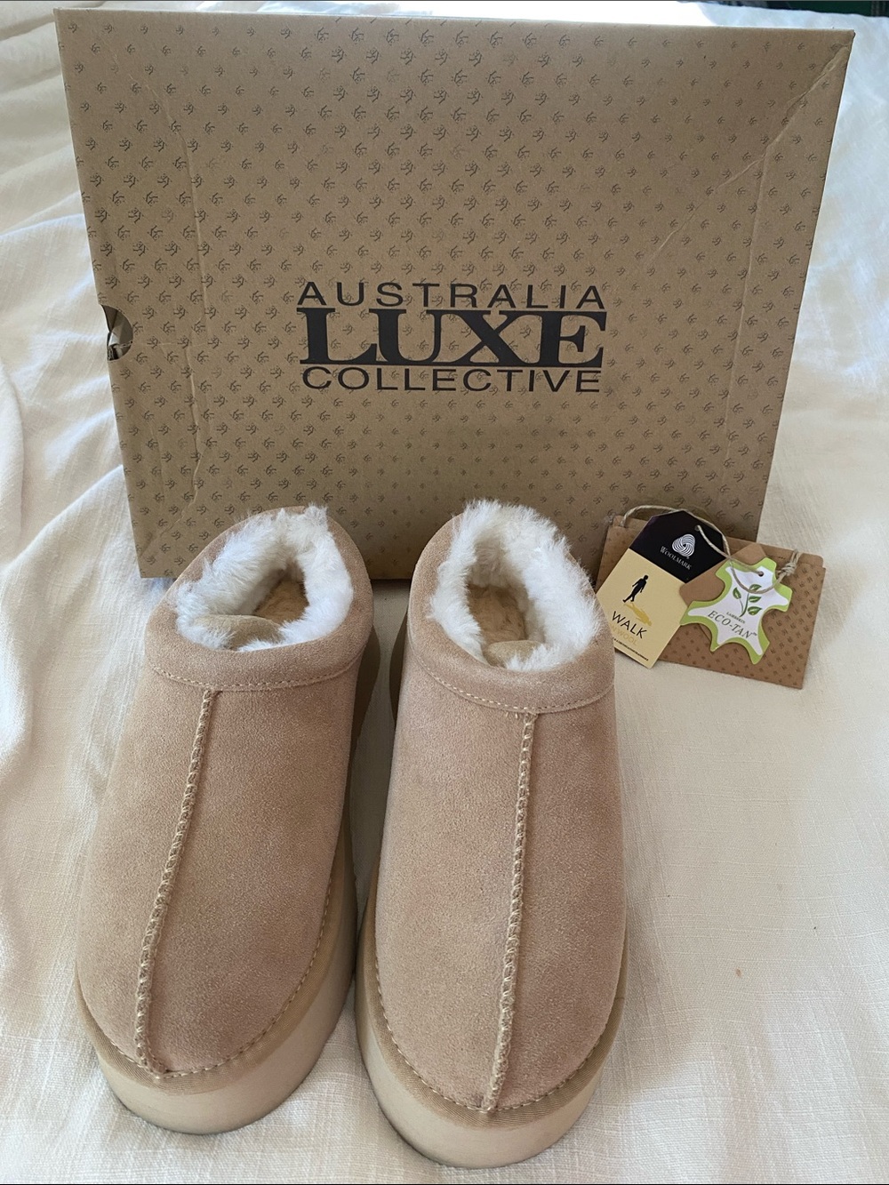 Australia Luxe Collective Platform Clog Suede Shearling-Lined NEW